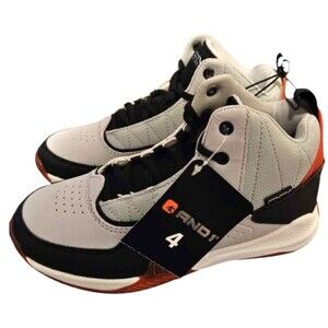 And1 Assist 2.0 Youth Basketball Athletic Sneaker White Black and Red Boys 4